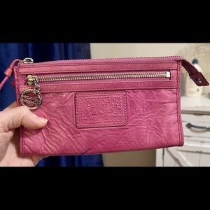 Coach poppy medium pink Payton leather wallet wristlet